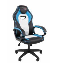 Игровое кресло Chairman Game 16 Россия экокожа черный/голубой/белый