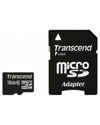 Флеш карта microSDHC 16Gb Class10 Transcend TS16GUSDHC10 + adapter